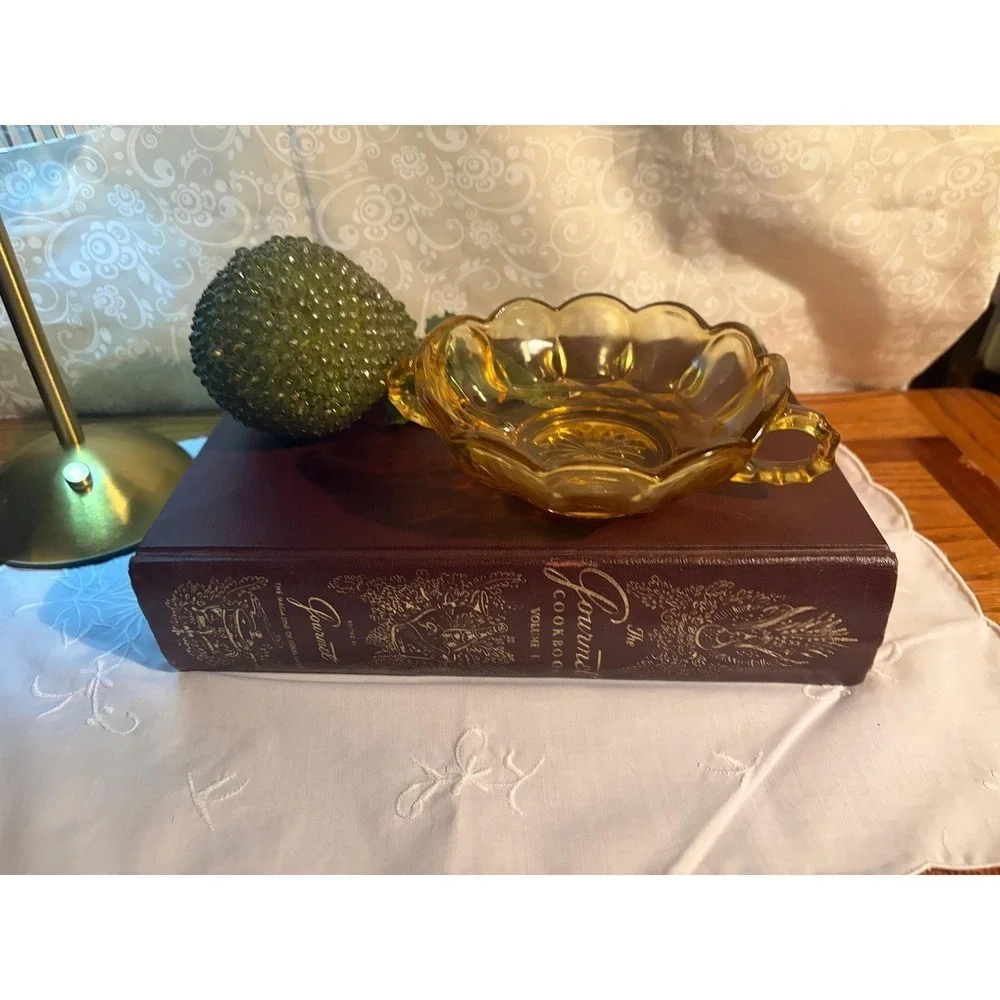Vintage Amber Glass Candy Dish – MCM Honey Gold Bon Bon Bowl